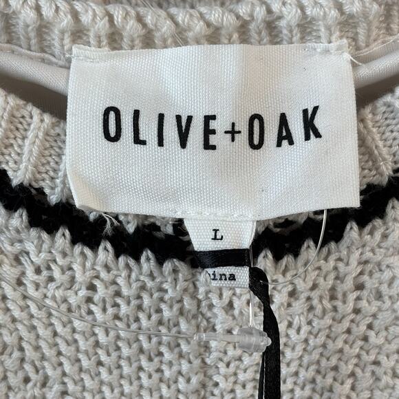 Olive + Oak Sweater Dress Set Large Cream Black Crochet Boho Maxi Skirt Beach - Picture 3 of 12